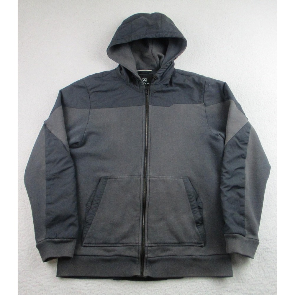Aether Hoodie Jacket Mens Small‎ Gray Full Zip Hooded Nylon Trim Casual Outdoors